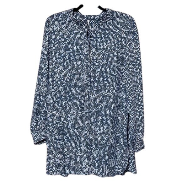 Anne Klein Long Sleeve Polka Dots Tunic blouse Button Navy White Plus 2X - Picture 1 of 7